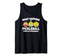 What Happens At Pickleball Funny Saying Paddleball Men Women Tank Top