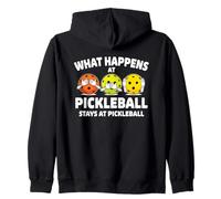 What Happens At Pickleball Funny Saying Paddleball Men Women Zip Hoodie
