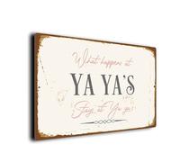 What Happens at Ya Ya's Stays at Ya Ya's Sign | Durable Aluminium Composite Plaque | Weatherproof UV Print | Ideal Grandparent Gift