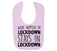What Happens in Lockdown Stays in Lockdown Statement Cotton Baby bib - Pastel Pink