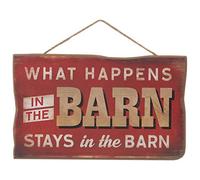 What Happens in the Barn Hanging Wood Wall Decor - Funny Rustic Sign for Barn, Living Room or Kitchen
