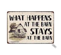 What Happens in The Barn Stays in The Barn Metal Retro Look 8X12 Inch Decoration Plaque Sign for Home Kitchen Bathroom Farm Garden Garage Inspirational Quotes Wall Decor
