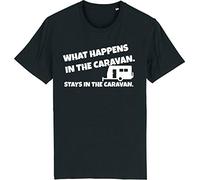 What Happens in The Caravan. Stays. Funny Caravan Camping Caravanner T-Shirt, XX-Large, Black