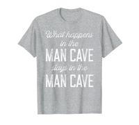 What Happens in the man cave Stays in the man cave T-Shirt, Men, Heather Grey, 3X-Large