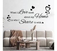 What I Love Most About My Home is who I Share it with - Family Quote Decal Wall Art Sticker [Medium] [Black]
