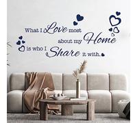 What I Love Most About My Home is who I Share it with - Family Quote Decal Wall Art Sticker [Medium] [Cobalt]