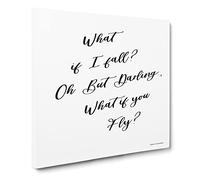What if I Fall Modern Typography Quote Canvas Print | Gallery Wrapped 30mm Frame Wall Art | 14x14 inches | Ready to Hang | Modern Typography Picture | Living Room Bedroom Lounge Office