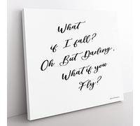What if I Fall Modern Typography Quote Canvas Wall Art Print Ready to Hang, Framed Picture for Living Room Bedroom Home Office Décor, 50x50 cm (20x20 Inch)