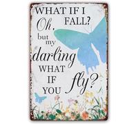 What If I Fall Oh But My Darling What If You Fly Tin Sign Poster For Wall Pictures For Bedroom Print Painting Artwork For Office Home Christmas Decor For Kitchen Metal Sign Plaque Poster 8X12 Inches