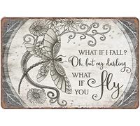 What If I Fall Oh My Darling What If You Fly Tin Sign Dragonfly Wall Art Motivational Wall Art Inspirational Wall Art Sunflower Wall Art Novelty Tin Metal Sign Plaque Bar Pub Metal Sign 12x16 Inch