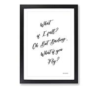 What If I Fall Typography Framed Print | A2 Black Framed Wall Art | Ready to Hang | Modern Positive Affirmations Picture | Living Room Bedroom Lounge Office