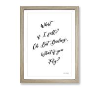 What If I Fall Typography Quote Framed Print | A2 Oak Framed Wall Art | Ready to Hang | Modern Positive Affirmations Picture | Living Room Bedroom Lounge Office