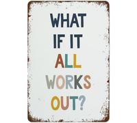 What if It All Works out Mental Health Poster Growth Mindset Poster Sign Vintage Tin Signs Home Kitchen Decorations Wall Decor Metal Poster for Room 8x12inch