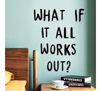 What If It All Works Out? Motivational Wall Stickers, Inspirational Quote PVC Self-Adhesive Wall Art Decals for Living Room, Bedroom, and Office Decor