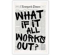 What if it all works out poster - Retro Motivation Poster Black White on, Positive Affirmation Quote, Minimalist Art Print, Modern Wall Decor for Dorm, Unframed 8×12 Inch