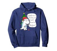 What is a Dinosaur's least favourite Reindeer? Funny Xmas Pullover Hoodie, Adult Unisex, Navy Blue, Small