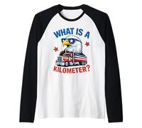 What is a Kilometer Patriotic Trucker Eagle Raglan Baseball Tee