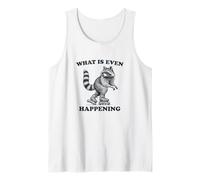 What Is Even Happening, Funny Confused Raccoon Rollerskating Tank Top