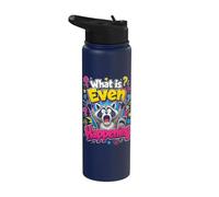 What is Even Happening Funny Confused Sarcastic Raccoon Meme Stainless Steel Insulated Water Bottle