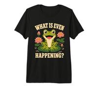 What is Even Happening Funny Frog Cute Floral Premium T-Shirt