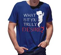 What is It You Truly Desire Lucifer Morningstar Men's Blue T-Shirt Size XL