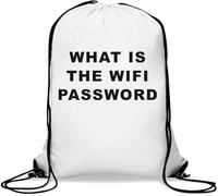 What is The WiFi Password Gym Sack Casual Drawstring Bag White