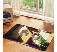 What Kind of Wooden Door Pet Feeding Mat Dog Cat Eating Food Absorbent Leather Tablecloth for and Water Bowl Waterproof No Stains Quick Dry Non-Slip 17.72 * 11.8IN
