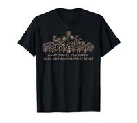 What Makes You Happy - Minimal Floral Boho Inspiration Quote T-Shirt