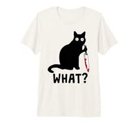 What? Murderous Black Cat Holding A Knife Funny Graphic Premium T-Shirt