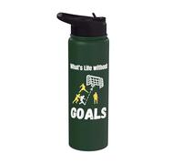 What’s Life Without Goals Funny Soccer Pun Goal Scoring Stainless Steel Insulated Water Bottle