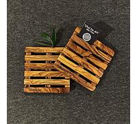 What the Art!® Olive Wood "Palette" Size S | Set of 2 Olive Wood Coasters + Gift | 10.5 x 10.5 x 2 cm | Glass Coasters - Coasters - Beer Mat