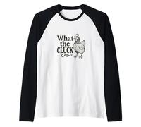 What the Cluck Funny Chicken Saying Graphic for Farm Raglan Baseball Tee