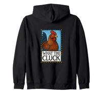What the Cluck Funny Chicken Saying Graphic for Farm Zip Hoodie