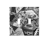 What The Comic Dual-Texture Decorative Switch Plate â€“ Premium Pc Wall Panel with Full-Face Printed Design, Two-Gang Toggle Switch Cover with 4 Artistic Colored Screws
