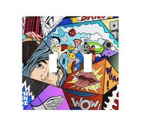 What The Comic Modern Leather-Textured Dual Rocker Switch Plate Cover â€“ Premium Pc Material Wall Plate for Residential & Commercial Use, Full-Panel Printed Design with Decorative Painted Screws