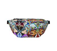 What The Comic Running Pocket Lightweight, Waterproof Sports Pocket, Adjustable Size (80-150cm), Large-Capacity Double Zipper Design, Full Printed Front, Matte Black Back.