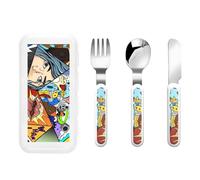 What The Comic Three-Piece Set of Children's Cutlery-Safe and Durable Plastic Pp+430 Stainless Steel, Suitable for Kindergartens, Picnics, Birthday Parties and Other Scenes.