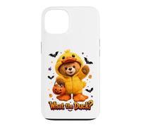 What The Duck Halloween Teddy Bear Wearing Yeallow Duck Case for iPhone 13