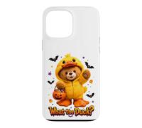 What The Duck Halloween Teddy Bear Wearing Yeallow Duck Case for iPhone 13 Pro Max