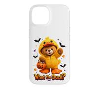What The Duck Halloween Teddy Bear Wearing Yeallow Duck Case for iPhone 14