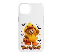 What The Duck Halloween Teddy Bear Wearing Yeallow Duck Case for iPhone 14 Plus