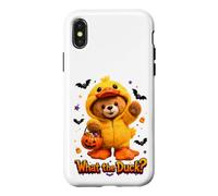 What The Duck Halloween Teddy Bear Wearing Yeallow Duck Case for iPhone X/XS
