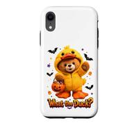 What The Duck Halloween Teddy Bear Wearing Yeallow Duck Case for iPhone XR