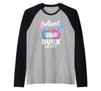 What The Duck is It Funny Gender Reveal Pun Balloons Raglan Baseball Tee