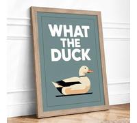 What The Duck Mid Century Framed Wall Art Print A4 Oak