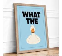 What The Duck Modern Framed Wall Art Print A1 (84.1×59.4cm) Oak, Wall Decor for Living Room, Bedroom, Office & Home, Ready to Hang, Art Gift