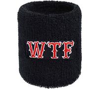 What The F..K Funny Quote Sweat Band for Wrist - Embroidered Sweat Absorbent Wrist band for Men Women - Black Terrycloth Arm Band for Training Tennis Basketball Workout - Gift for Sports Lovers