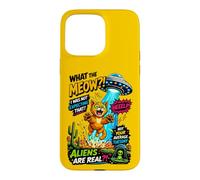 What The Meow Funny Cat UFO Abduction Sci-Fi Alien Case for iPhone 15 Pro Max