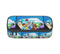 What The Monster Large-Capacity Organized Pencil Case With Full-Print Design â€“ Durable Oxford Fabric Stationery Pouch Featuring Smart Multi-Zone Layout, Mesh Pocket, Adjustable Divider & 4 Pen Slots