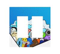 What The Monster Modern Leather-Textured Dual Rocker Switch Plate Cover â€“ Premium Pc Material Wall Plate for Residential & Commercial Use, Full-Panel Printed Design with Decorative Painted Screws